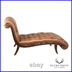 Marge Carson Tufted Leather Chaise Lounge