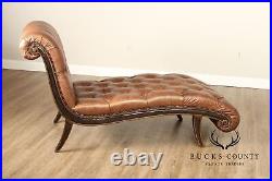 Marge Carson Tufted Leather Chaise Lounge