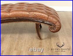 Marge Carson Tufted Leather Chaise Lounge