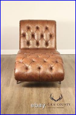 Marge Carson Tufted Leather Chaise Lounge