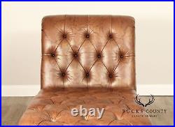 Marge Carson Tufted Leather Chaise Lounge