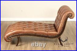 Marge Carson Tufted Leather Chaise Lounge