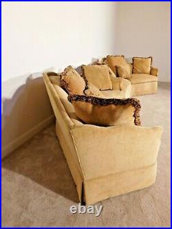 Massive Custom Apricot Chenille Upholstered Down-filled BAKER Furniture V Sofa