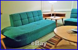 Mid Century 1950's Sectional Sofa Couch with Heywood Wakefield Corner Table