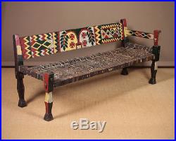 Mid Century African Carved & Painted Couch c. 1960