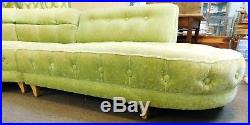 Mid Century Couch 60s Sectional Sofa Midmod Regency Tufted Velvet Apple Green