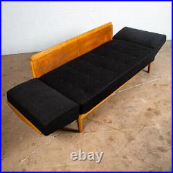 Mid Century Danish Modern Daybed Sofa Black Oak Adjustable Storage Restored Mcm