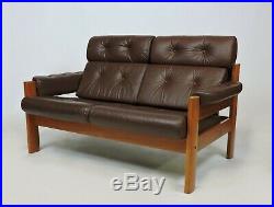 Mid Century Danish Modern Ekornes Teak and Leather Amigo Three-Seat Sofa