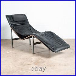 Mid Century Danish Modern Lounge Chair Chaise Black Leather Tord Bjorklund Metal