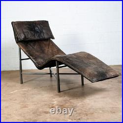 Mid Century Danish Modern Lounge Chair Chaise Gray Black Leather Tord Bjorklund