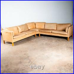 Mid Century Danish Modern Sectional Sofa Couch Leather Tan Natural Mogens Hansen