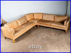 Mid Century Danish Modern Sectional Sofa Couch Leather Tan Natural Mogens Hansen
