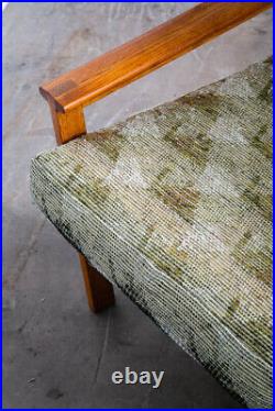 Mid Century Danish Modern Settee Sofa Couch Wool Teak Illum Wikkelso 2 Seater