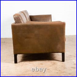 Mid Century Danish Modern Sofa Couch Brown Leather Stouby Borge Mogensen 3 seat