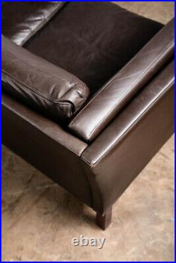Mid Century Danish Modern Sofa Couch Dark Brown Leather 3 seater Denmark Vintage