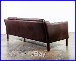 Mid Century Danish Modern Sofa Couch Leather 3 Seater Borge Mogensen Dark Brown