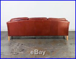 Mid Century Danish Modern Sofa Couch Leather Ox Blood Mogens Hansen 3 seater Mcm