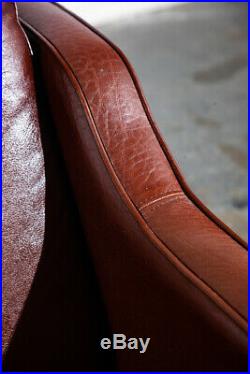 Mid Century Danish Modern Sofa Couch Mogens Hansen Buffalo Leather Red Burgundy