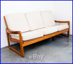 Mid Century Danish Modern Sofa Couch Solid Teak EMC Mobler Seating Slat Wood MCM