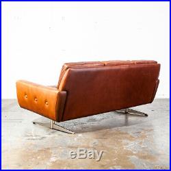 Mid Century Danish Modern Sofa Couch Svend Skipper Cognac Brown Leather Denmark
