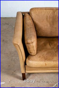 Mid Century Danish Modern Sofa Settee 2 Seater Georg Thams Leather Tan Denmark