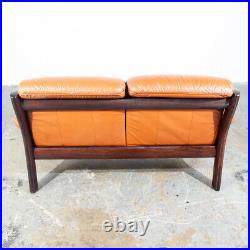 Mid Century Danish Modern Sofa Settee Dyrlund Loveseat 2 Seat Orange Mahogany NM