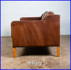 Mid Century Danish Modern Sofa Settee Mogens Hansen Brown Tan 2 Seater Beech Mcm