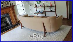 Mid Century Danish Modern teak sofa, Edward Wormley Dunbar Style, New Upholstery