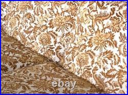 Mid-Century Gold Sofa Floral Velvet Brocade Custom-Made Vintage Flocked