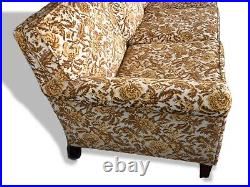 Mid-Century Gold Sofa Floral Velvet Brocade Custom-Made Vintage Flocked