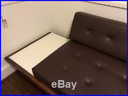 Mid Century Leather Sofa with Floating End Tables