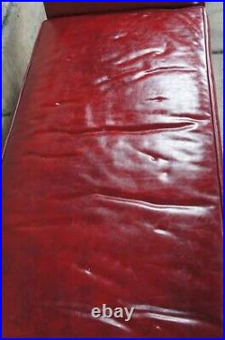 Mid Century Mahogany & Red Leather Scroll Arm Chaise Lounge Day Bed Bench 88