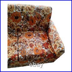 Mid Century Modern 1960s Autumn Floral Sleeper Sofa Couch