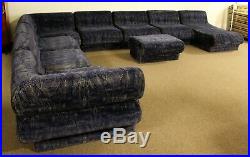 Mid Century Modern 9 Pc Modular Serpentine Blue Velvet Sectional Sofa By Kagan