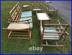 Mid Century Modern Bamboo Rattan Patio Furniture Set Sectional Sofa Chairs Table
