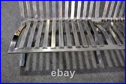 Mid Century Modern Barcelona Style Settee in Gray Leather Chrome