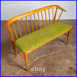 Mid Century Modern Bench Solid Wood Spindle Back Statesville Green Settee 2 Seat