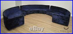 Mid Century Modern Blue Curved Circular Sectional Sofa