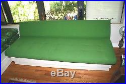 Mid-Century Modern Bright Green Couch! Platform Sofa Vintage Fabric Retro Color