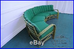 Mid Century Modern Carved Semi Circle Rattan Sectional Sofa