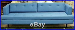 Mid Century Modern Edward Wormley for Dunbar Style Tufted Blue Sofa 1960s
