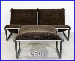 Mid Century Modern Hannah Morrison Knoll Two Seat Sling Sofa & Ottoman 1970s