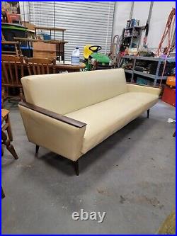 Mid Century Modern Ivory Vinyl Daybed / Couch 1960s Vintage Local Pickup Only