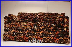 Mid Century Modern LOVESEAT vintage Jack Lenor Larsen couch sofa cloth black 60s