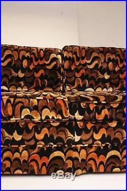 Mid Century Modern LOVESEAT vintage Jack Lenor Larsen couch sofa cloth black 60s