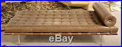Mid Century Modern Mies Van der Rohe Barcelona Chrome Brown Leather Daybed 60s