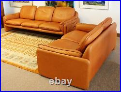 Mid Century Modern Pair of Leather Sofa & Loveseat by De Sede Switzerland 1970s