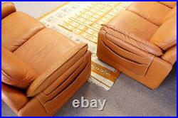 Mid Century Modern Pair of Leather Sofa & Loveseat by De Sede Switzerland 1970s