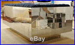 Mid Century Modern Paul Evans Cityscape Chrome Wrapped Tufted Sofa Loveseat