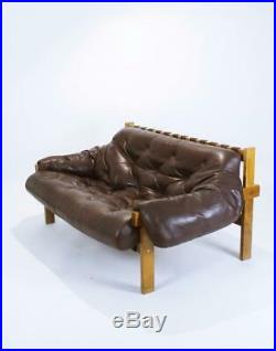 Mid Century Modern Percival Lafer Style Tufted Leather Sofa, 1970s